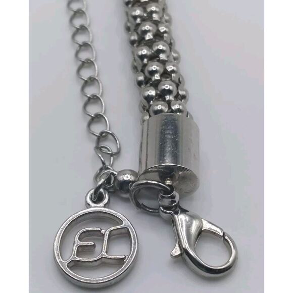 Erica Lyons Necklace Chunky Steampunk Silvertone Removable Metal Ring Tassles - Picture 6 of 8